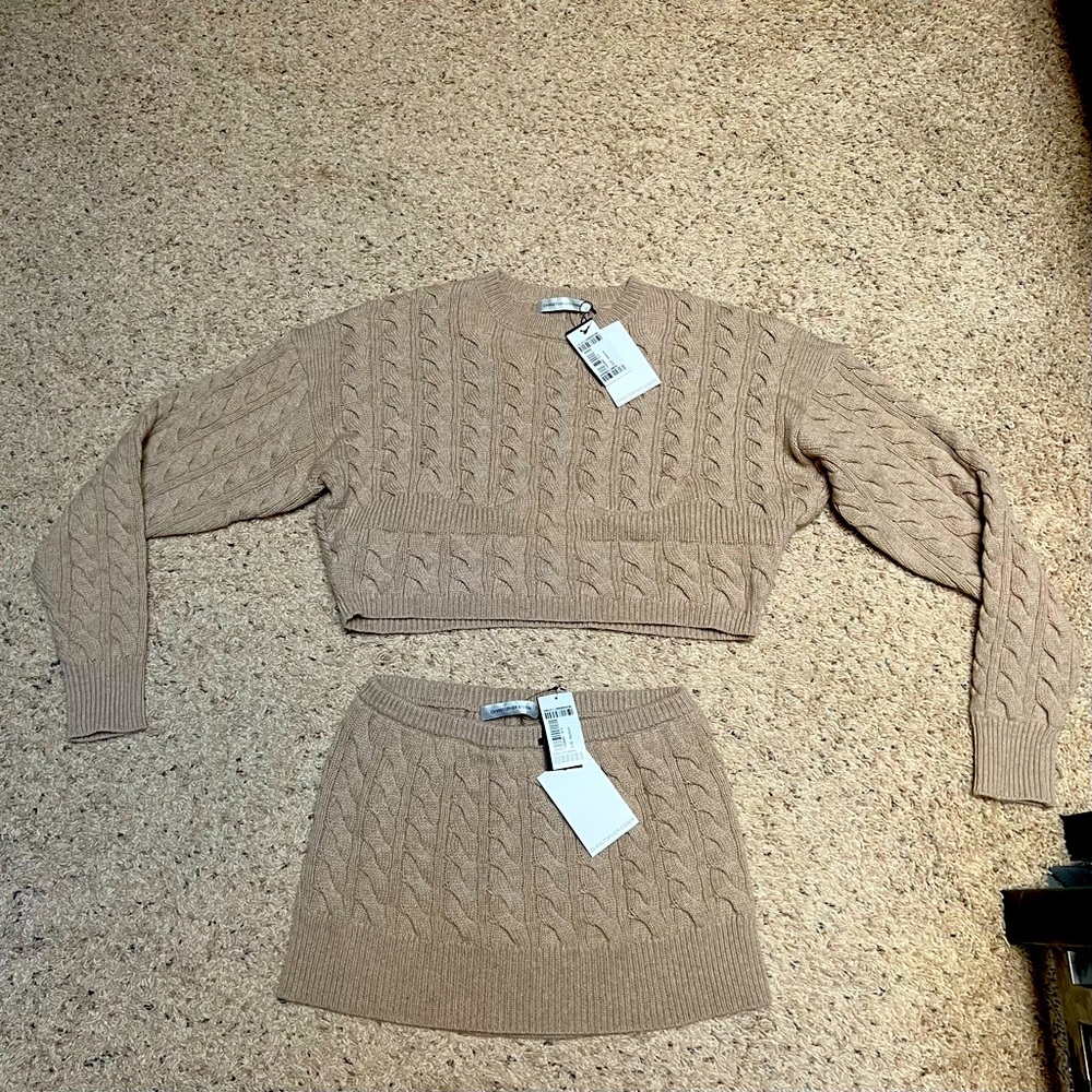 Christopher Esber Cable Knit Cropper Bra/Skirt Set
